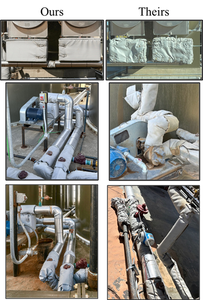 Comparison collage showing insulation workmanship examples