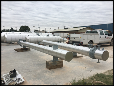 Insulated industrial piping in an operating facility