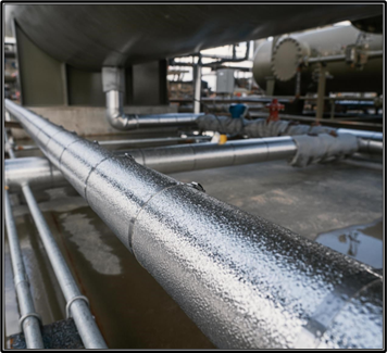 Insulated horizontal piping and vessels